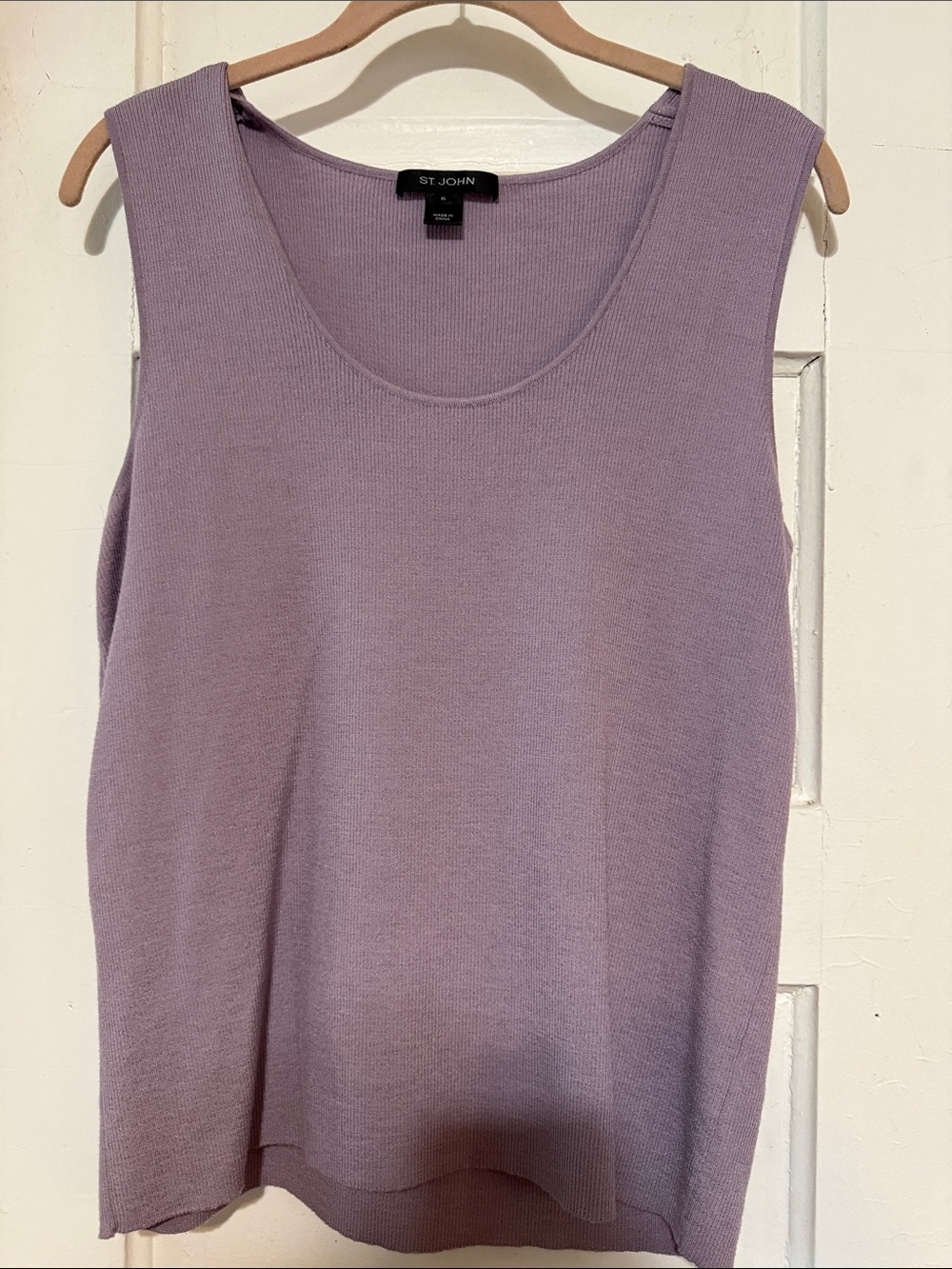 St. John Lavender Ribbed Knit Sleeveless Tank